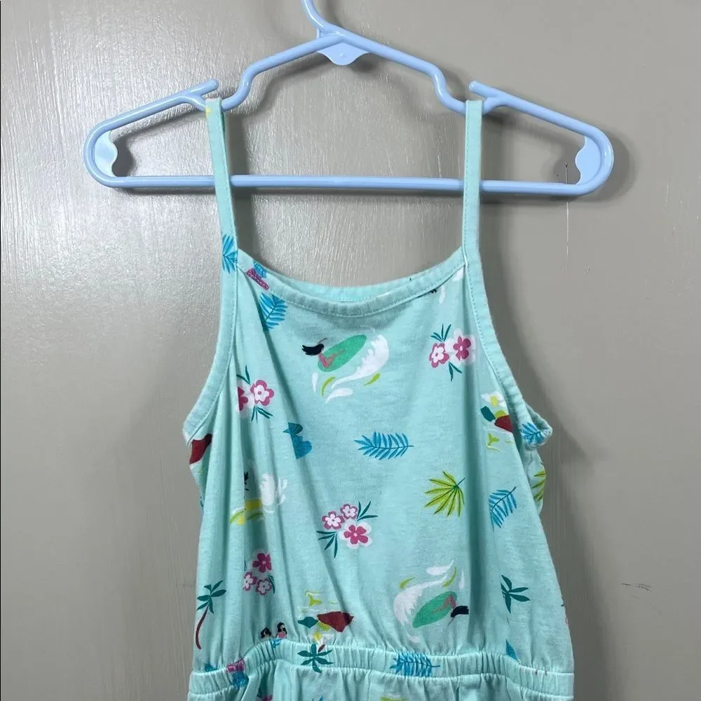 Wonder Nation Girls 5T Tropical Island Print Romper - Baby Jade